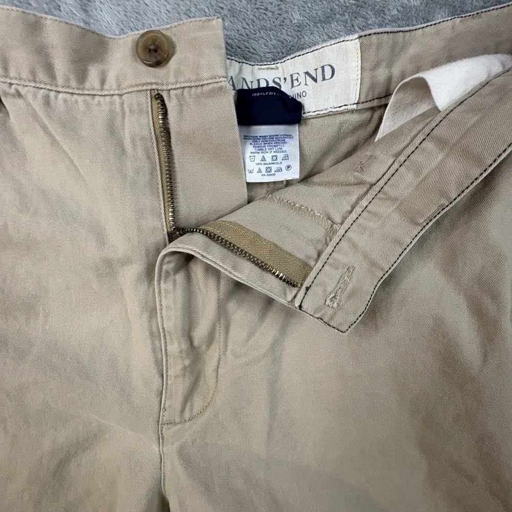 Lands End Men's 41.5 Beige Khaki Chino Shorts Traditional Fit Flat Front SEE DES